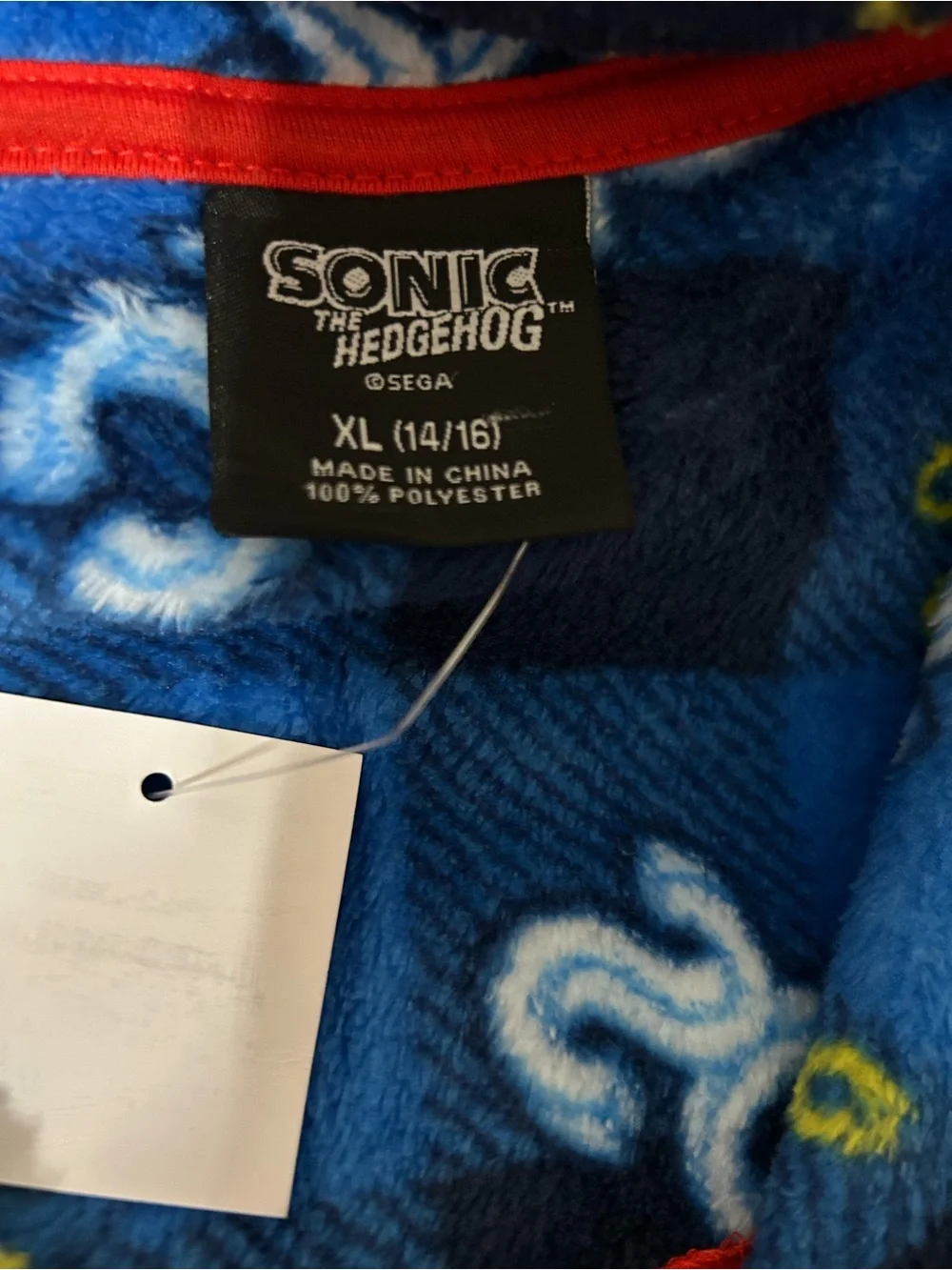 Sonic the Hedgehog Kids Blue Fleece Pullover with Red Pocket Trim
